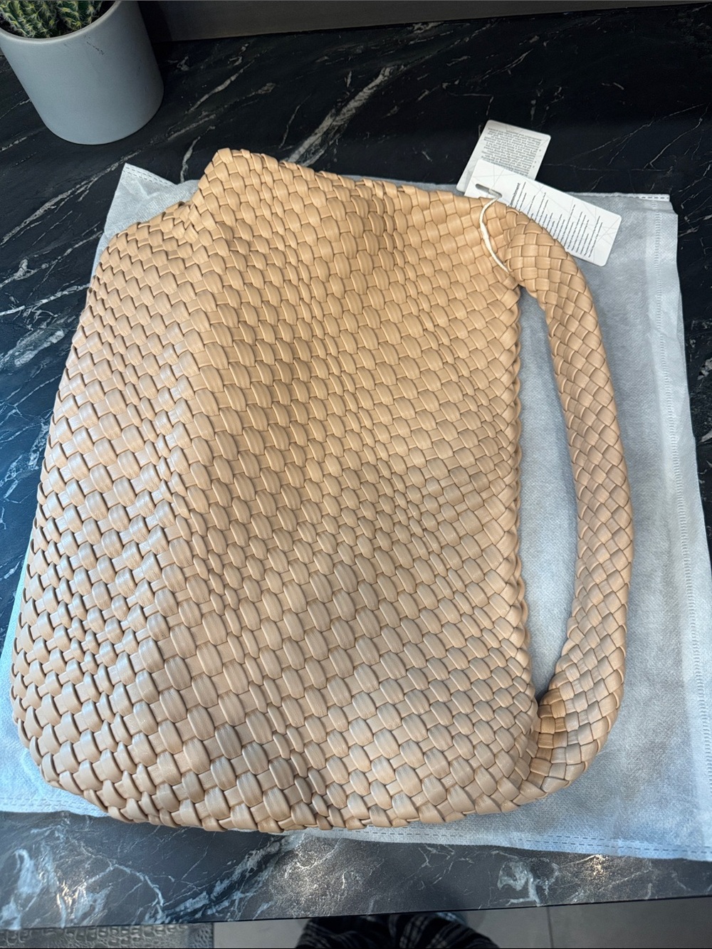 Woven Shoulder Hobo Bag in Beige - Picture 9 of 9
